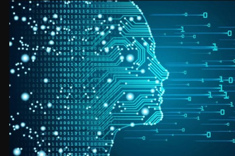 Een decoratieve afbeelding van een hoofd. 