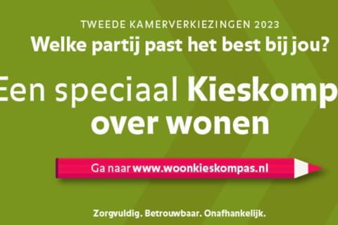 Foto van een advertentie over kieskompas over welke partij bij je past 