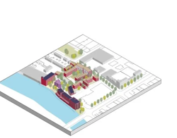 3D plattegrond schets nieuwe wijk Hilko